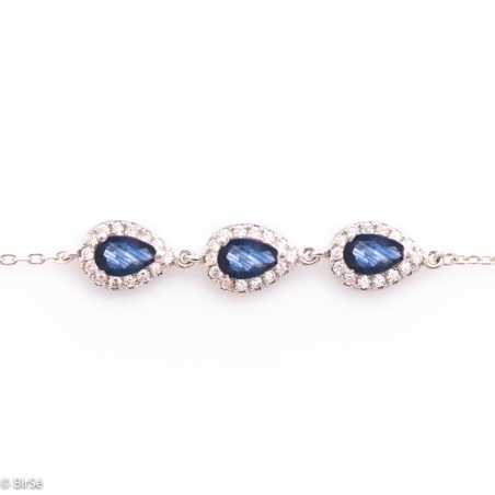 Сребърна гривна - Естествени Сапфири 0,90 ct. СДГ243