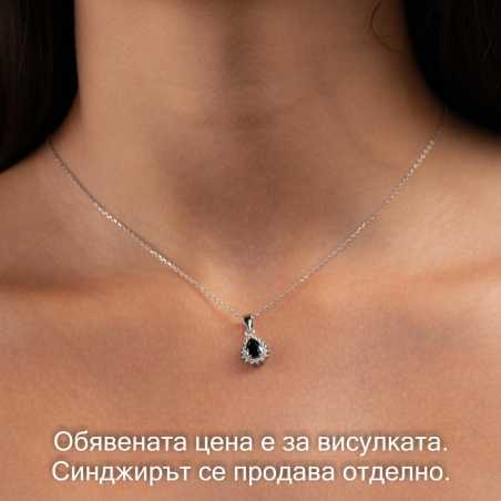Сребърна висулка - Капка Черен Циркон СВ552