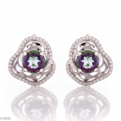 Сребърни обеци - Роза естествен мистик топаз 3,10 ct СО1149