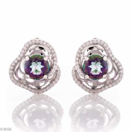 Сребърни обеци - Роза естествен мистик топаз 3,10 ct СО1149