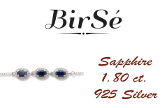 Сребърна гривна - Естествен Сапфир 1 80 ct.