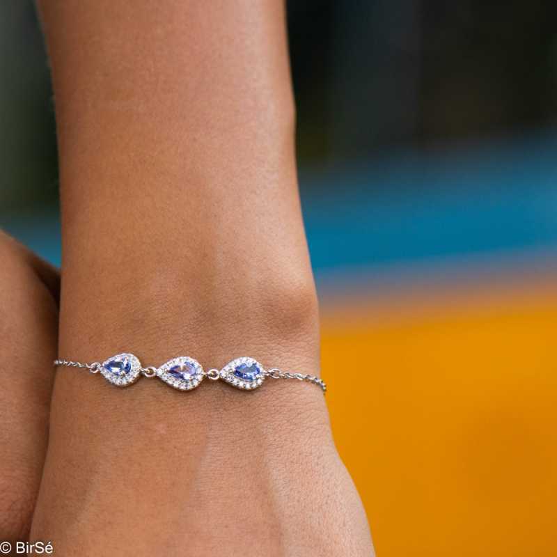 Сребърна гривна - Капка Естествен Танзанит 1,35 ct. СДГ354 Сребърна гривна - Капка Естествен Танзанит 1,35 ct. СДГ354