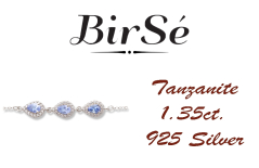 Сребърна гривна - Капка Естествен Танзанит 1 35 ct.