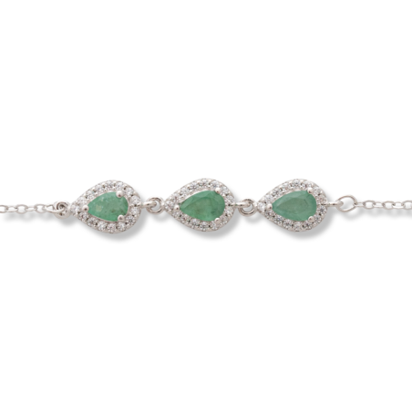 Сребърна гривна - Капка Естествен Изумруд 1,35 ct. СДГ355