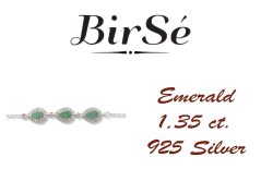 Сребърна гривна - Капка Естествен Изумруд 1 35 ct.