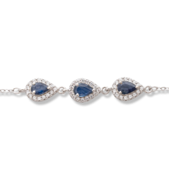 Сребърна гривна - Капка Естествен Сапфир 1,50 ct. СДГ356