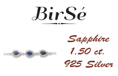 Сребърна гривна - Капка Естествен Сапфир 1 50 ct.
