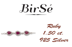 Сребърна гривна - Капка Естествен Рубин 1 50 ct.