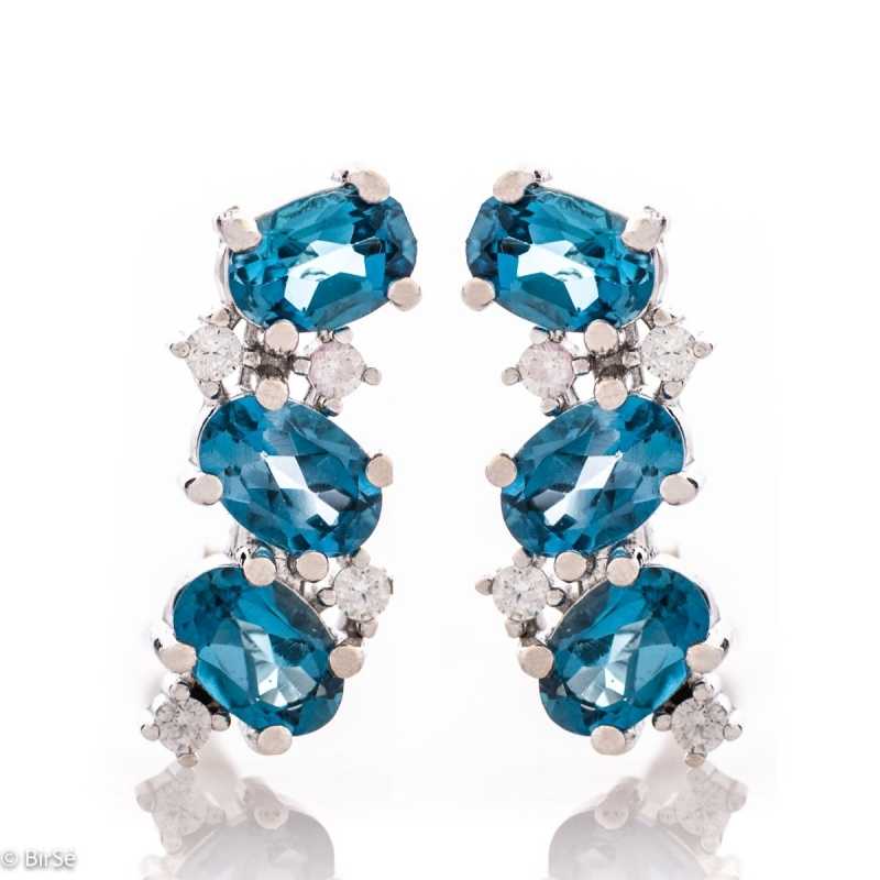 Сребърни обеци - Естествен Лондон топаз 3,42 ct. СО1339 Сребърни обеци - Естествен Лондон топаз 3,42 ct. СО1339