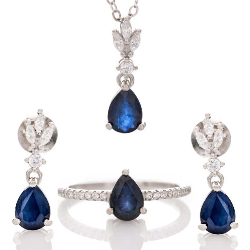 Сребърен комплект - Естествен Сапфир 3,00 ct. СКТ66 Сребърен комплект - Естествен Сапфир 3,00 ct. СКТ66