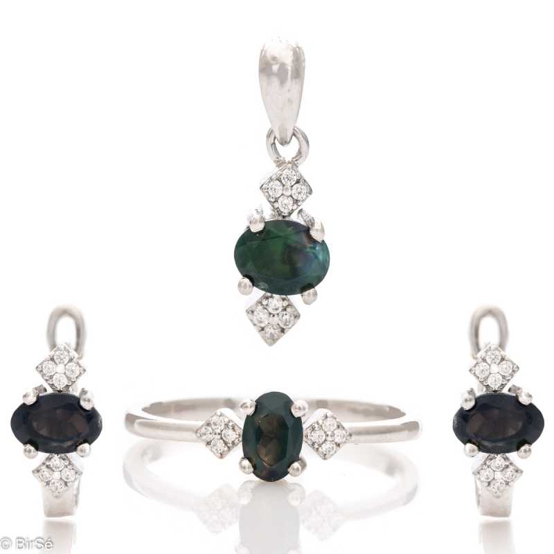 Сребърен комплект - Естествен Черен Опал 3,12 ct. СКТ75 Сребърен комплект - Естествен Черен Опал 3,12 ct. СКТ75