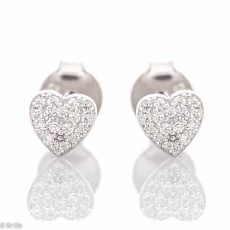 Сребърни обеци - Сърце с Циркони СО1601