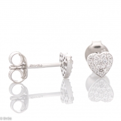 Сребърни обеци - Сърце с Циркони СО1601