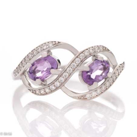 Сребърен пръстен - Естествен Аметист 0,46 ct.