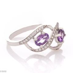Сребърен пръстен - Естествен Аметист 0,46 ct.