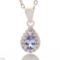 Сребърно колие - Капка Естествен Танзанит 0,45 ct.