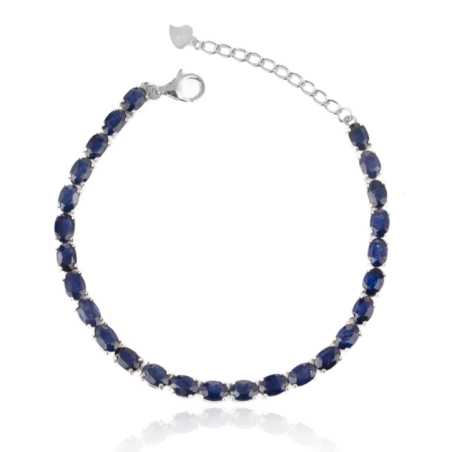 Стилна Сребърна гривна с Ефектни Естествени Сапфири 15,60 ct.