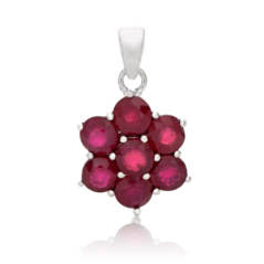 Сребърна Висулка Цвете с Естествени Рубини 2,38 ct.