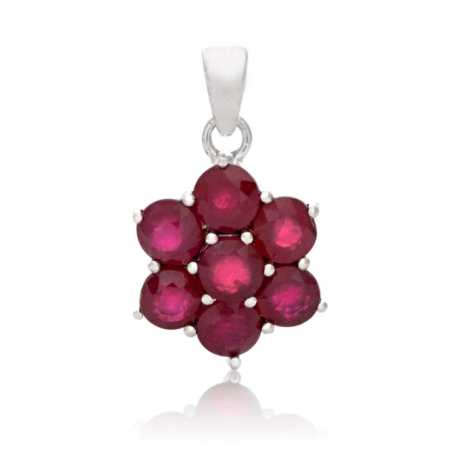 Сребърна Висулка Цвете с Естествени Рубини 2,38 ct.