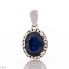Сребърно колие - Естествен сапфир 2,20 ct