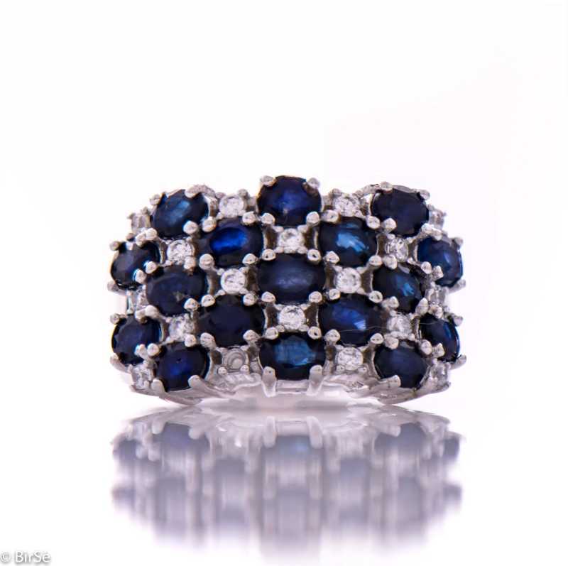 Сребърен пръстен - Естествен сапфир 5,95 ct.