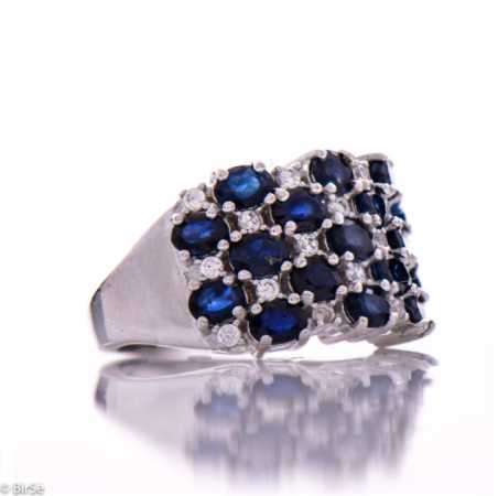 Сребърен пръстен - Естествен сапфир 5,95 ct.