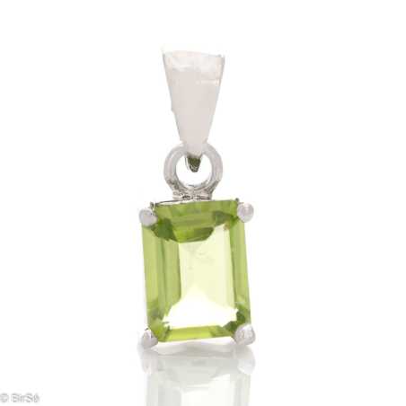 Сребърна висулка Багет - Естествен Перидот 1,25 ct.