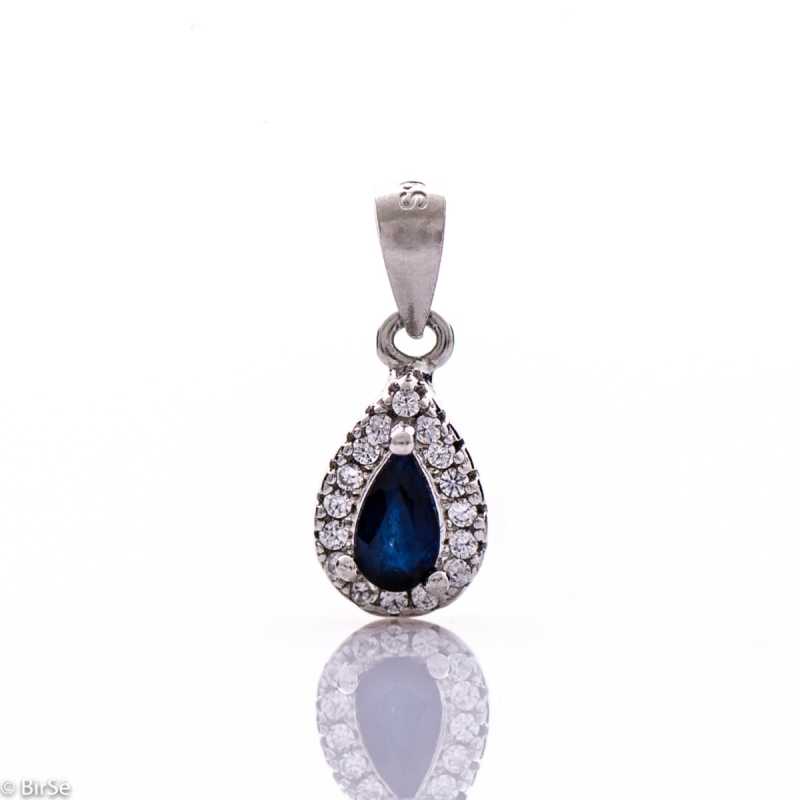 Сребърна висулка - Естествен сапфир 0,30 ct.