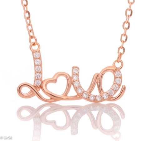 Сребърно колие – Pink LoVe – уникално сребърно бижу от birse.bg