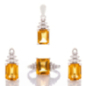 Сребърен комплект Багет- Естествен Цитрин 6,15 ct.