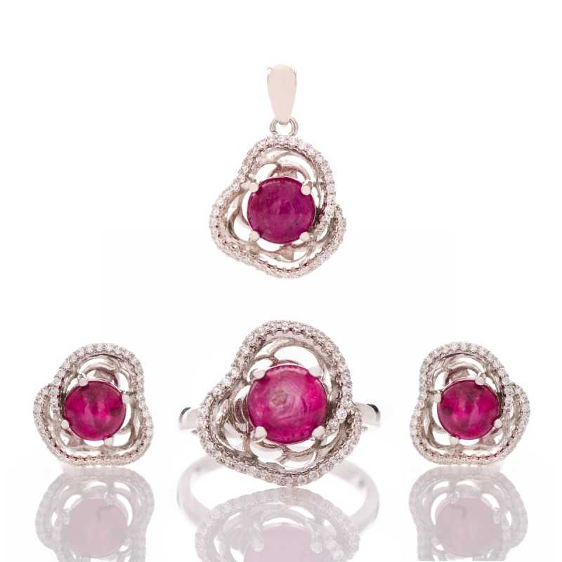 Сребърен комплект - Естествен Рубин 4,20 ct.