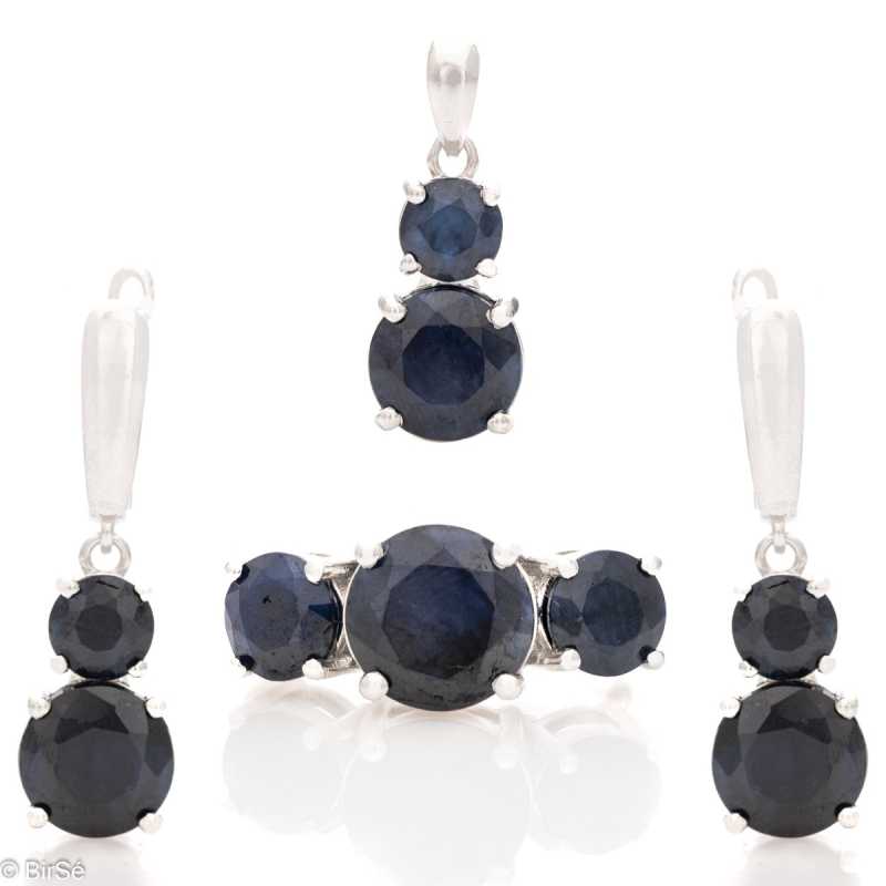 Сребърен комплект - Естествен Сапфир 17,25 ct.