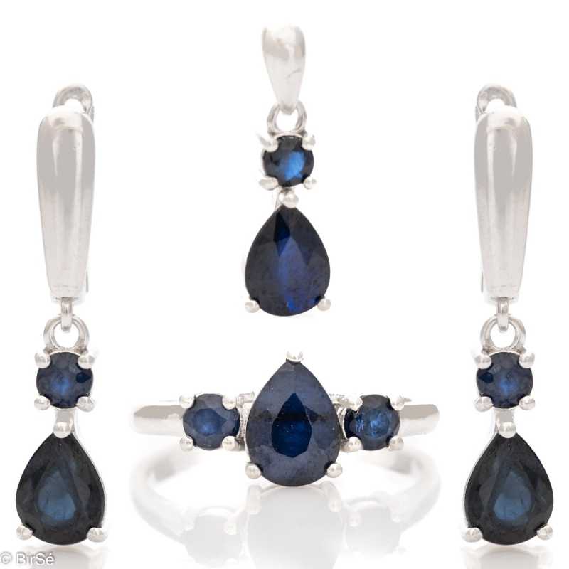 Сребърен комплект - Естествен Сапфир 5,70 ct.
