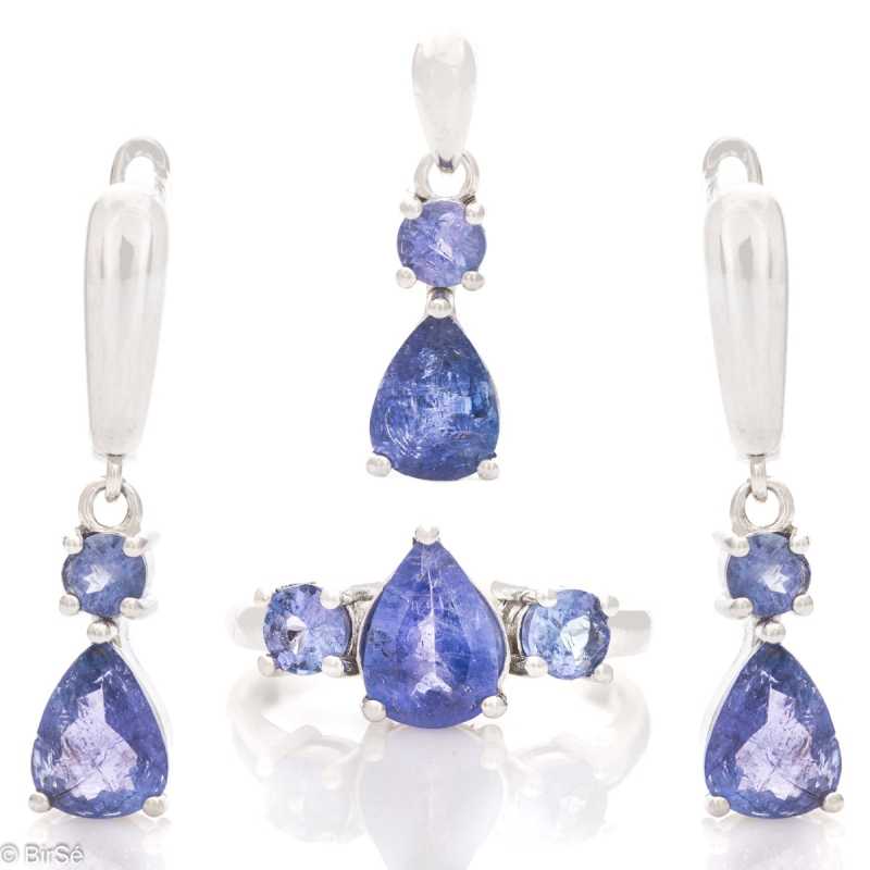 Сребърен комплект - Естествен Танзанит 5,00 ct.