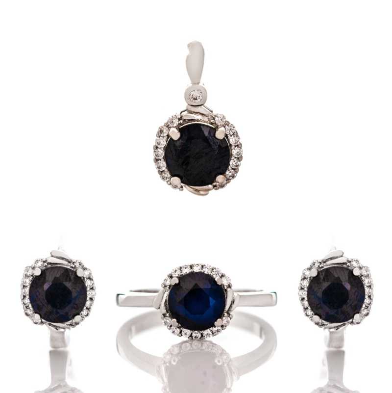 Сребърен комплект - Естествен Сапфир 9,00 ct.