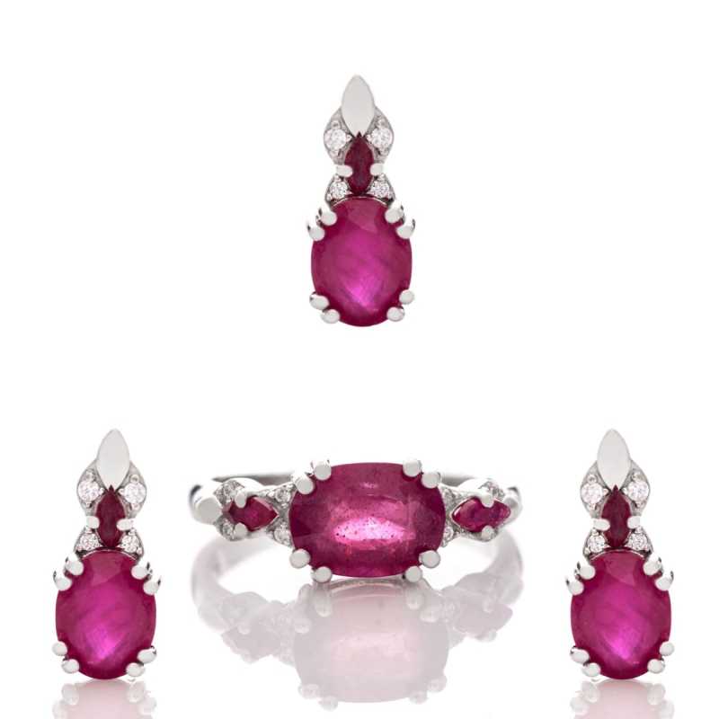 Сребърен комплект - Естествен Рубин 9,45 ct.