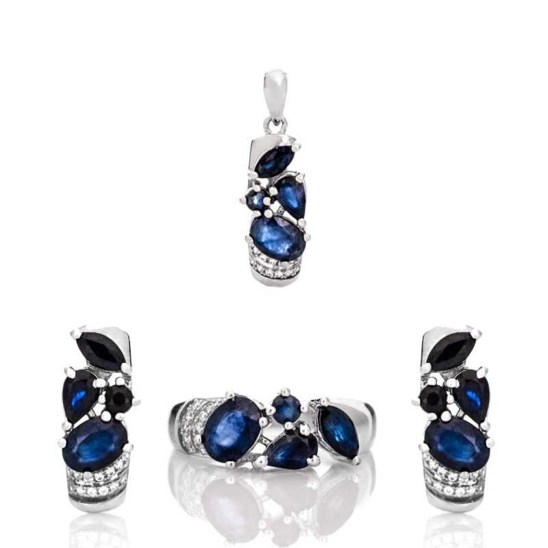 Сребърен комплект - Естествен Сапфир 7,20 ct.