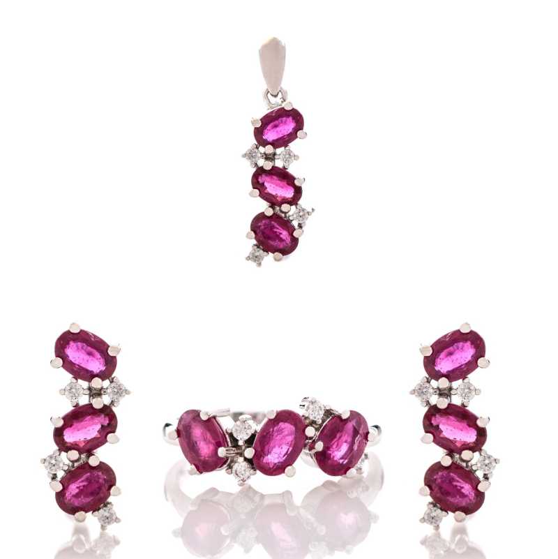 Сребърен комплект - Естествен Рубин 7,20 ct.