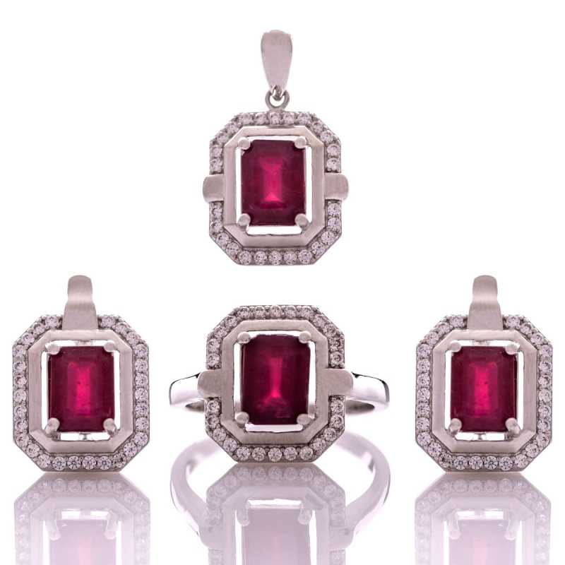 Сребърен комплект - Естествен Рубин 6,20 ct.