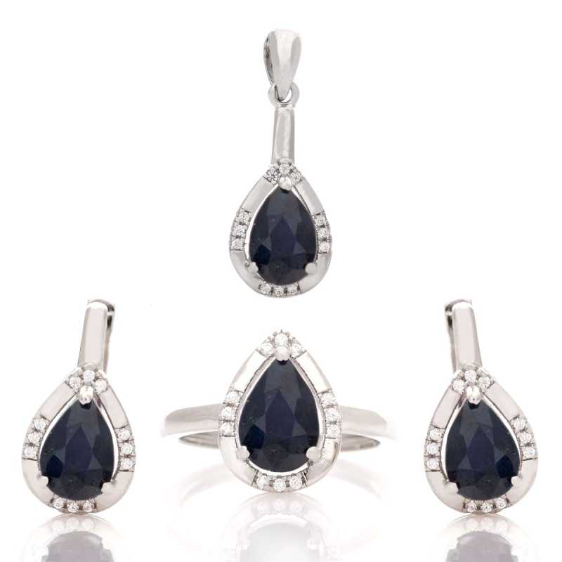 Сребърен комплект - Естествен Сапфир 4,00 ct.