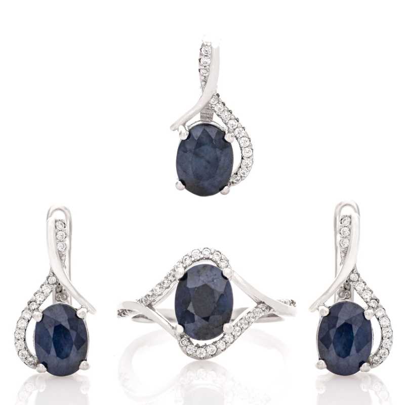 Сребърен комплект - Естествен Сапфир 4,00 ct.