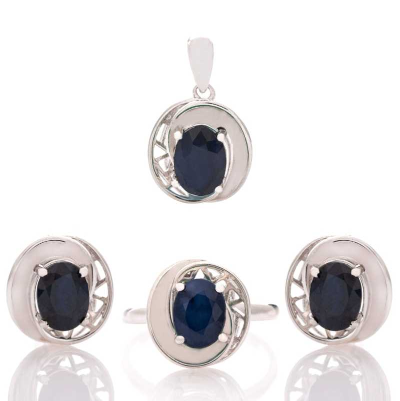 Сребърен комплект - Естествен Сапфир 6,20 ct.