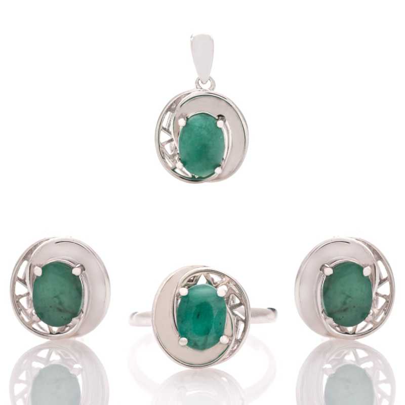 Сребърен комплект - Естествен Изумруд 5,04 ct.