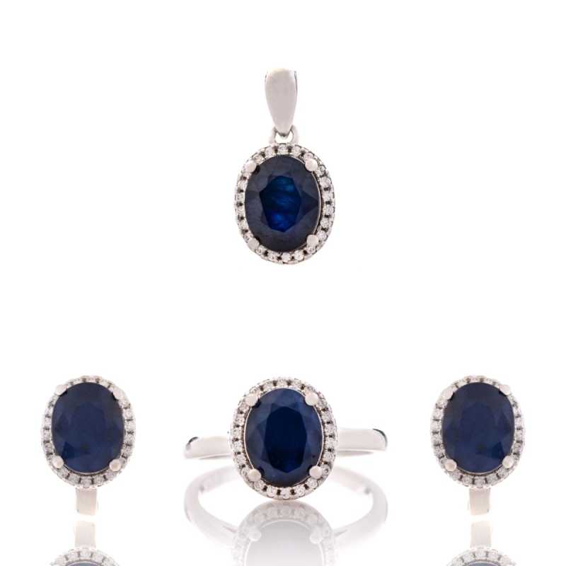 Сребърен комплект - Естествен Сапфир 8,80 ct.