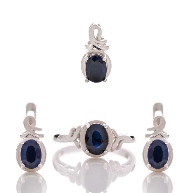 Сребърен комплект - Естествен Сапфир 4,00 ct.