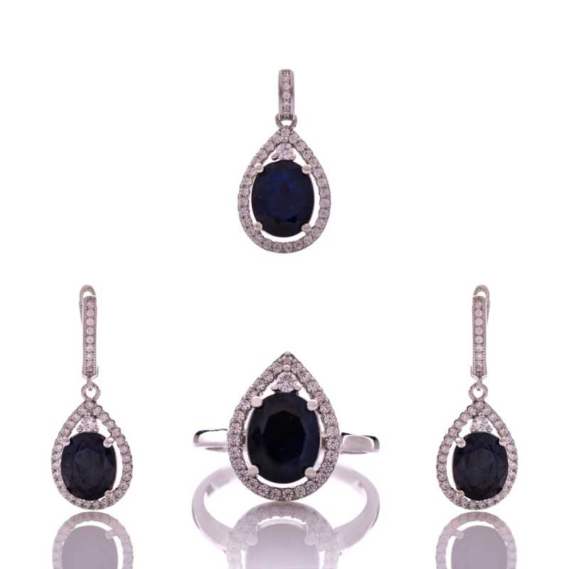 Сребърен комплект - Естествен Сапфир 12,60 ct.