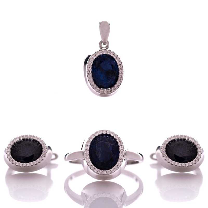 Сребърен комплект - Естествен Сапфир 12,60 ct.