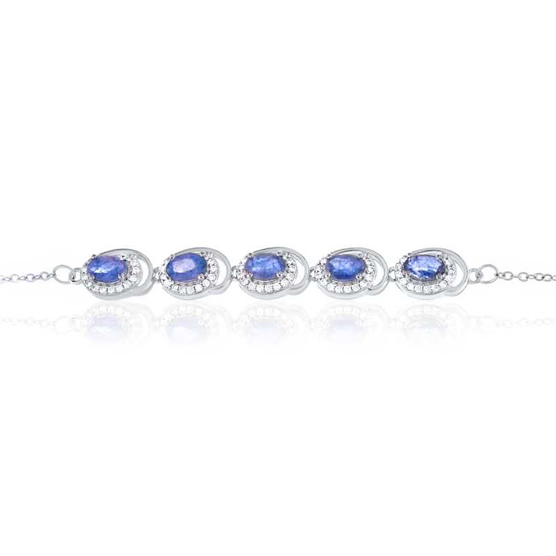 Сребърна гривна - Естествен Танзанит 2,40 ct