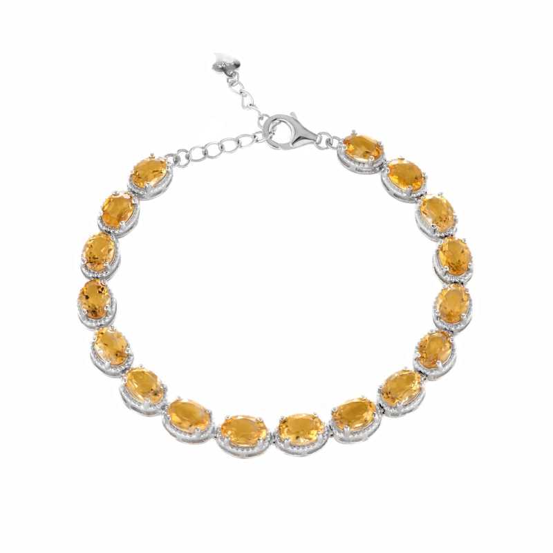 Сребърна гривна - Естествен Цитрин 14,45 ct.