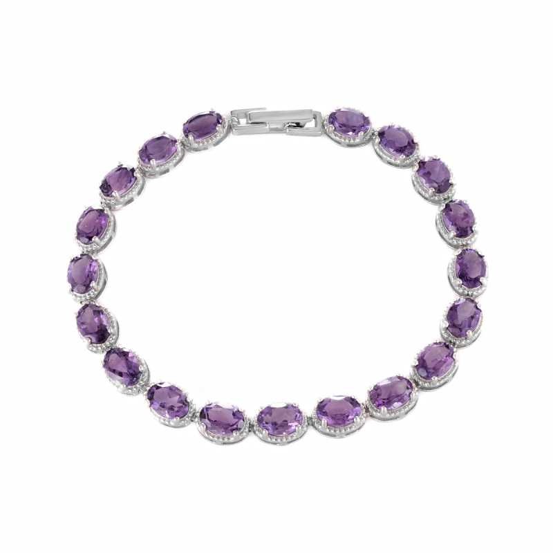 Сребърна гривна - Естествен Аметист 16.15 ct.